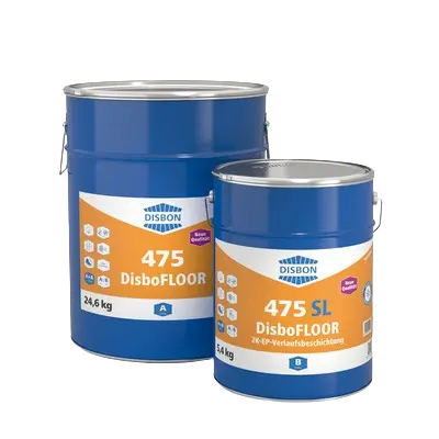 DISBOFLOOR 475 SL 2K-EP-VERLAUFSBESCHICHTUNG 30kg, Frontansicht der beiden Kübel