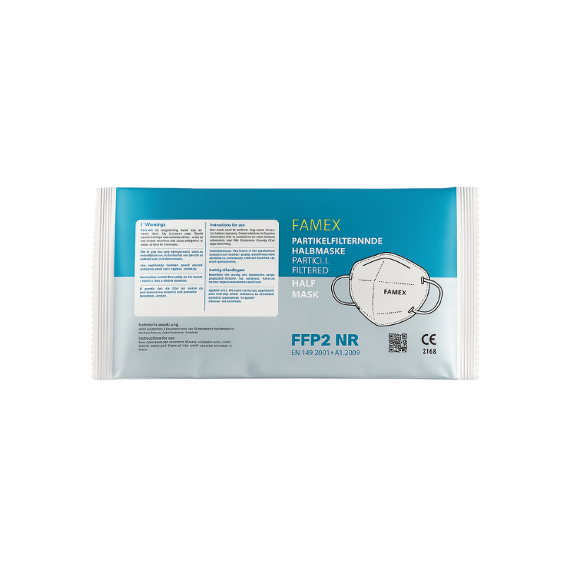 FAMEX FFP2 Box, Verpackungsansicht der einzelnen Maske