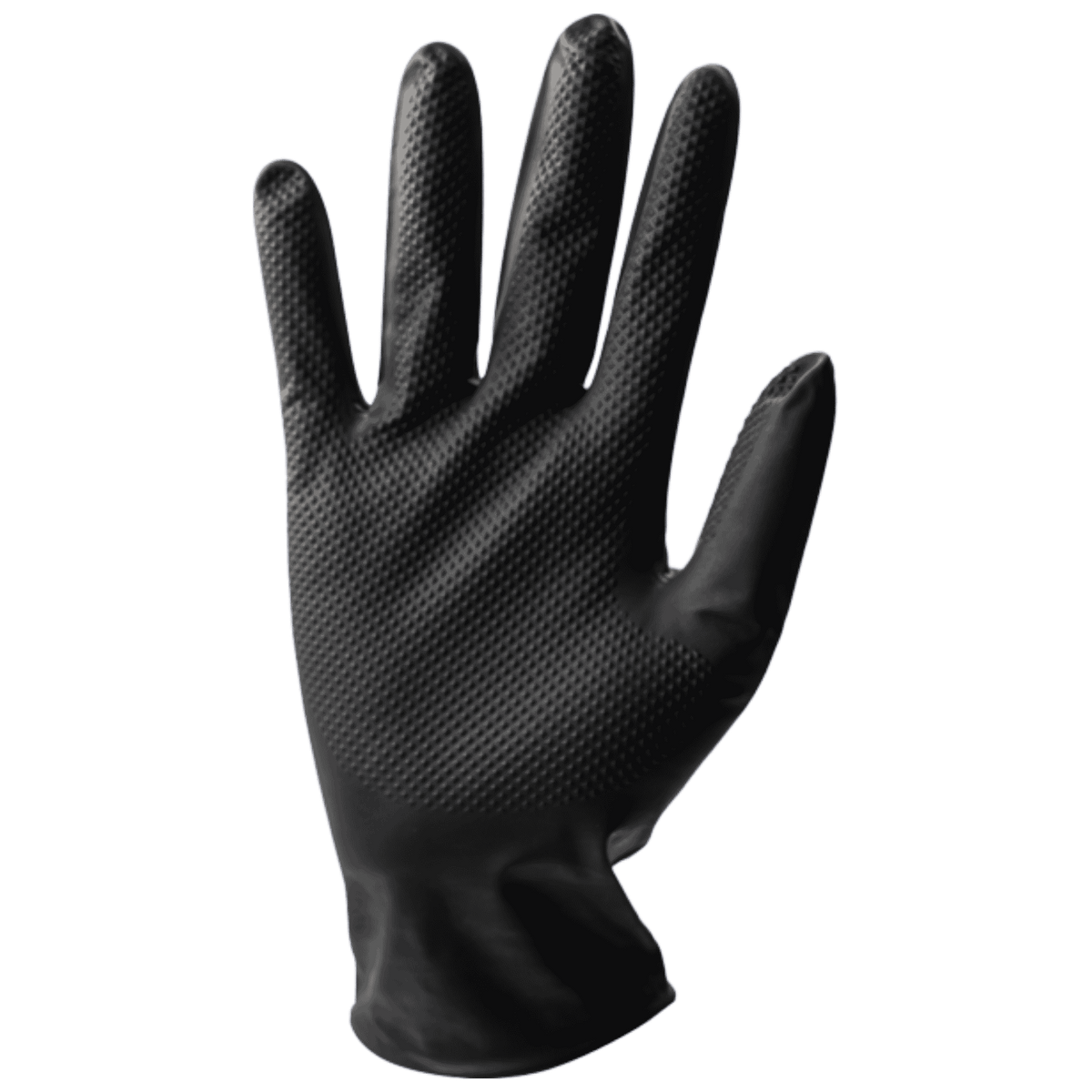 STRONGHAND Nitril Einweghandschuhe Diamond Grip Schwarz, puderfrei, EN ISO 374 Kat. III, Größe XL (10), 50 Stück Handschuh
