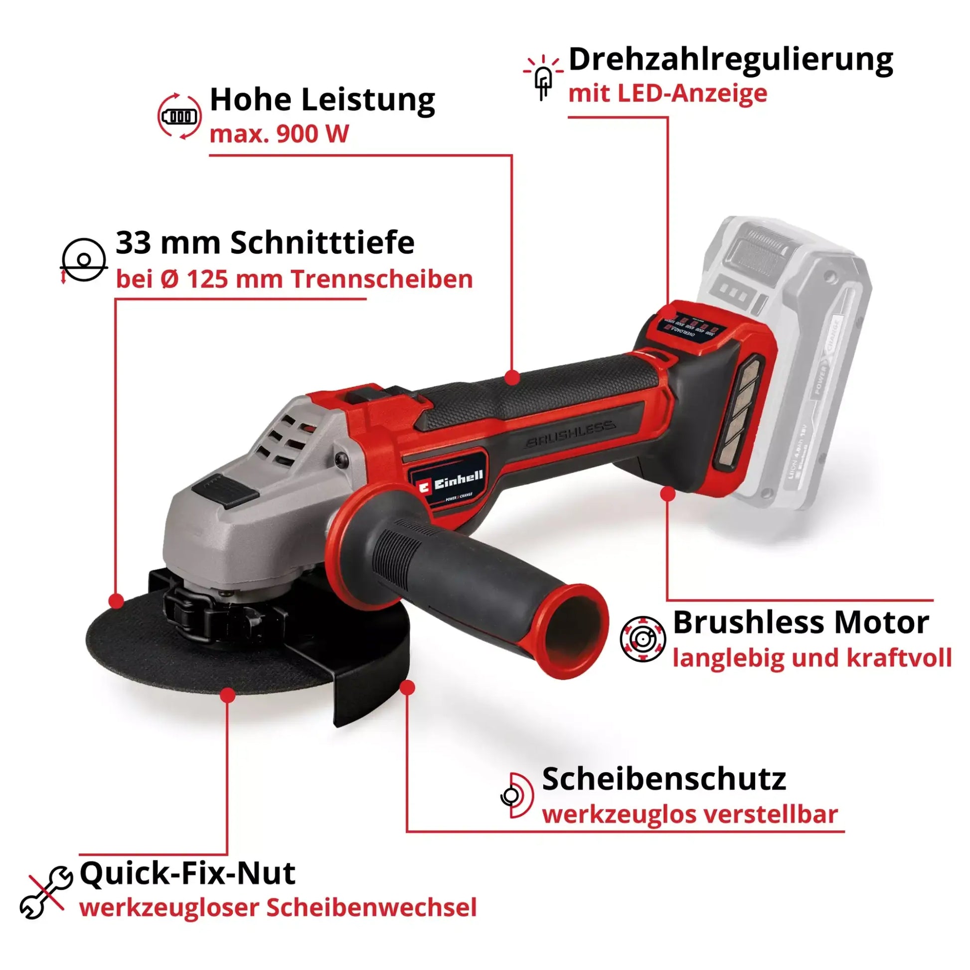 EINHELL Professional Akku‑Winkelschleifer TP‑AG 18/125 CE Q Li ‑ Solo bei Bauchemie.at online bestellen