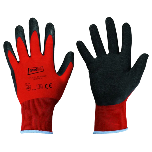 GOODJOB Black Grip Arbeitshandschuhe Rot 12er-Pack Größe 9