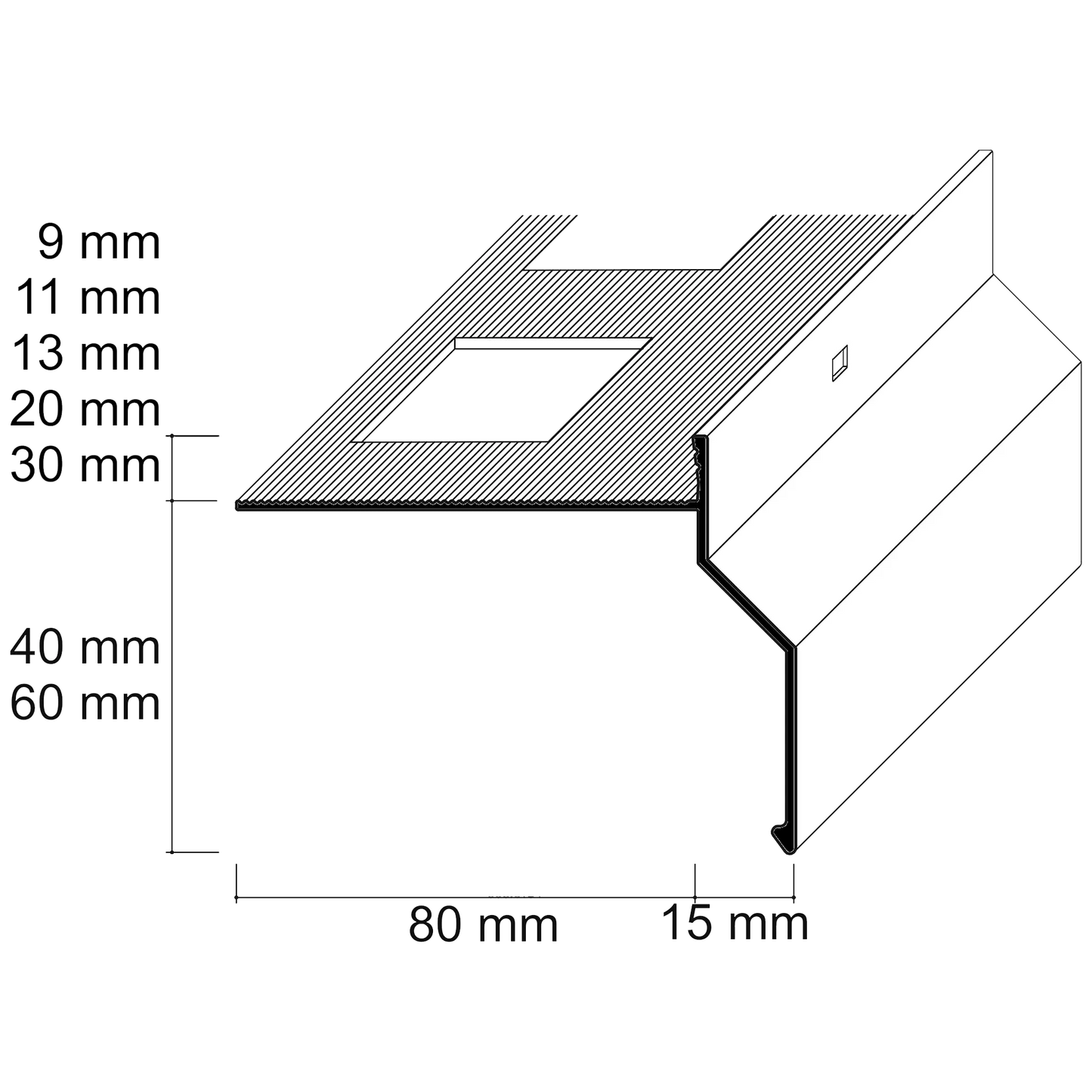 ST-PROFILE Balkonabschlussprofil gelocht - Aluminium pulverbeschichtet 3m Maße