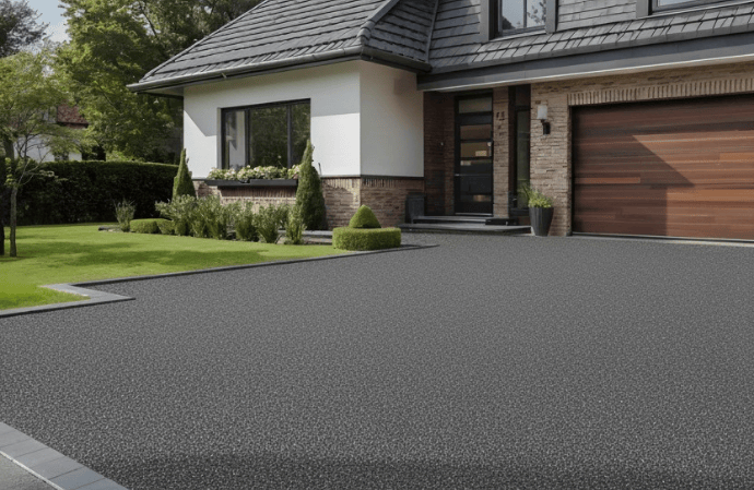 Steinteppich Komplett Set verlegt in einer Hauseinfahrt im Außenbereich - Bauchemie.at Onlineshop