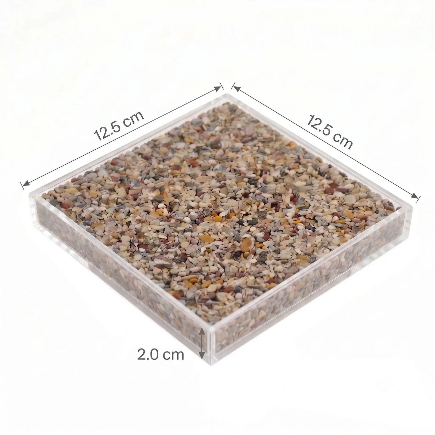 Steinteppich Musterplatten 12,5 x 12,5 x 2 cm – 18 verschiedene Farben | Marmorkies 2–4 mm