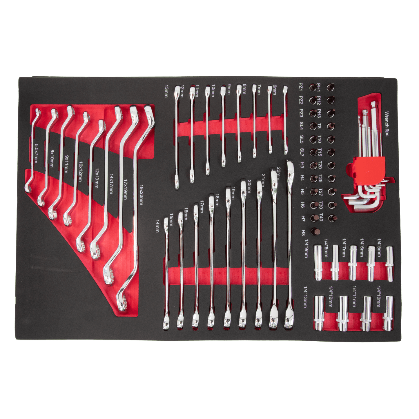 TECHTOOLS Werkzeugwagen (201-teilig) - Schlüssel und Inbusschlüssel