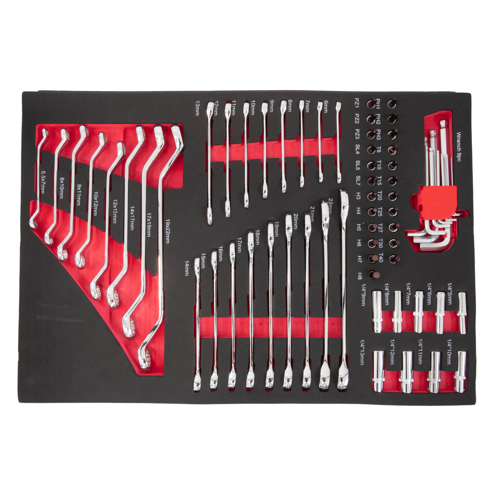 TECHTOOLS Werkzeugwagen (201-teilig) - Schlüssel und Inbusschlüssel