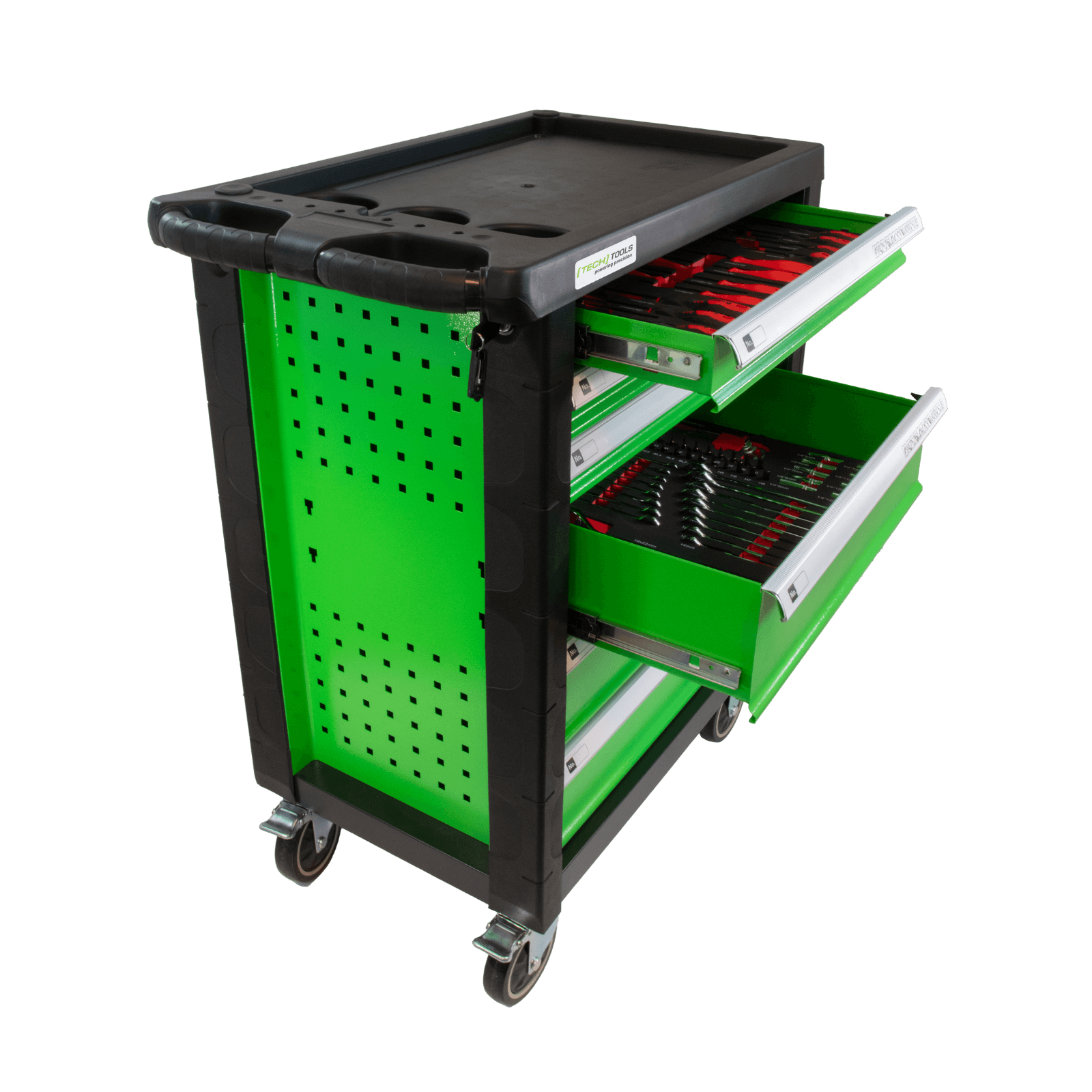 TECHTOOLS Werkzeugwagen (201-teilig) - 2 offene Laden